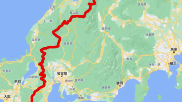 岐阜県の関ケ原周辺の地図イラスト。東西の文化の境界を示す。