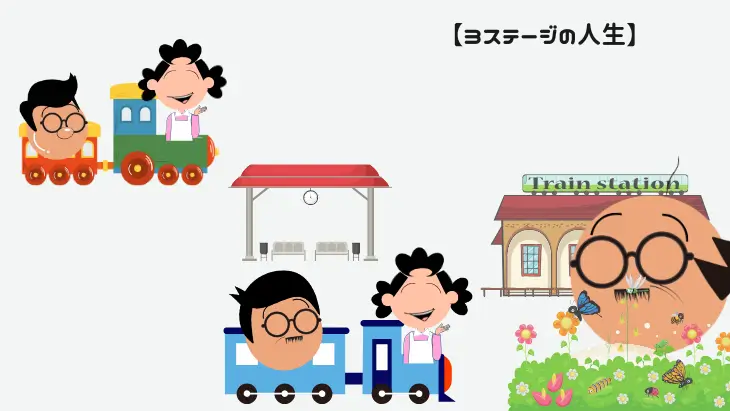 3ステージのライフプランの人生の乗り継ぎ駅をイメージしたイラスト