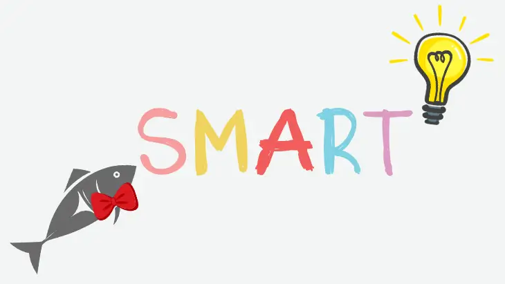 SMARTな目標設定の5つの要素を解説するための装飾的なデザイン